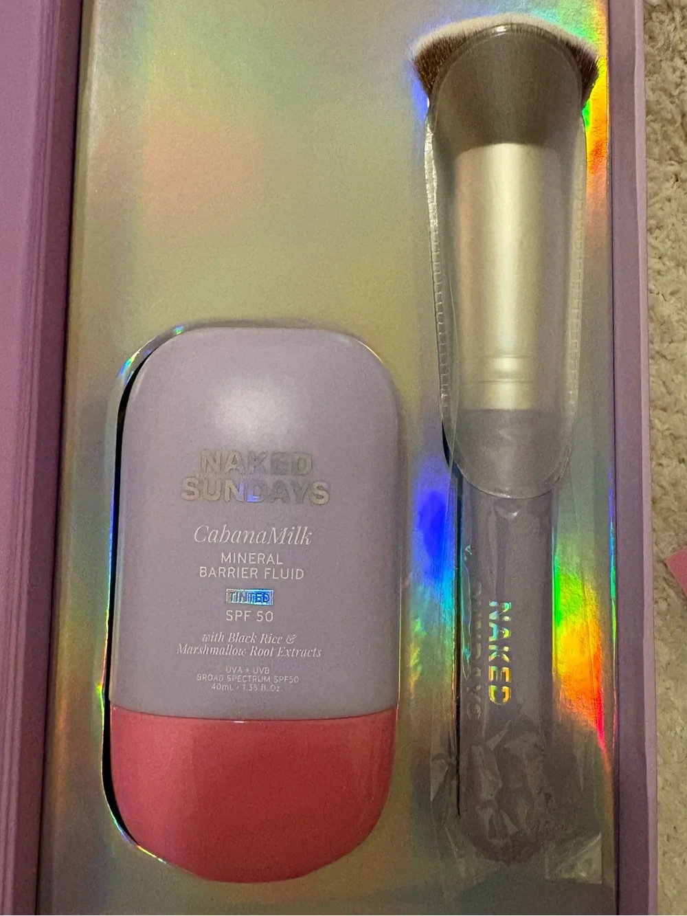Naked Sundays - NIB CabanaMilk Mineral Priming Barrier Fluid SPF50 + brush
